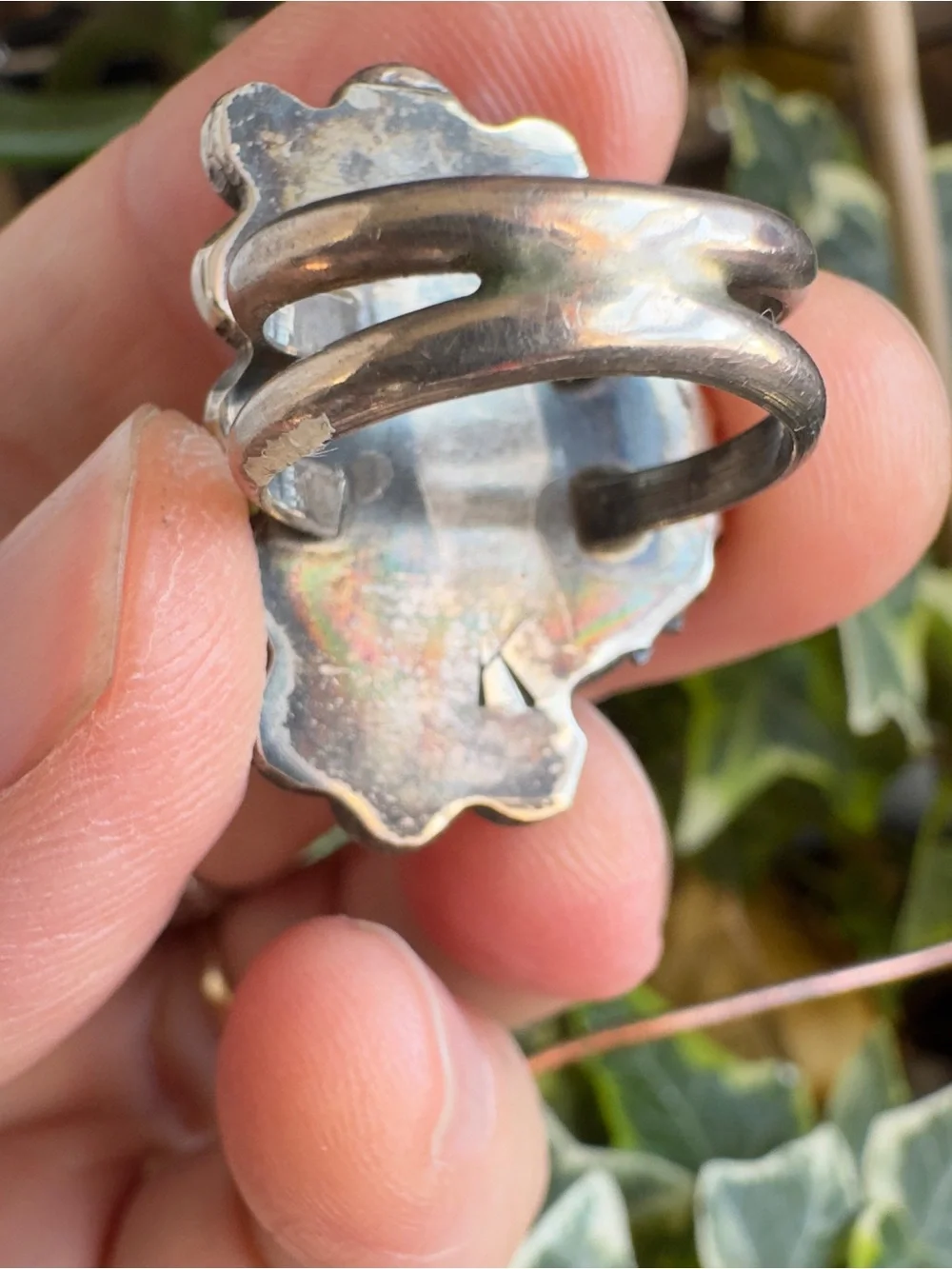 Sterling Navajo Coral Ring